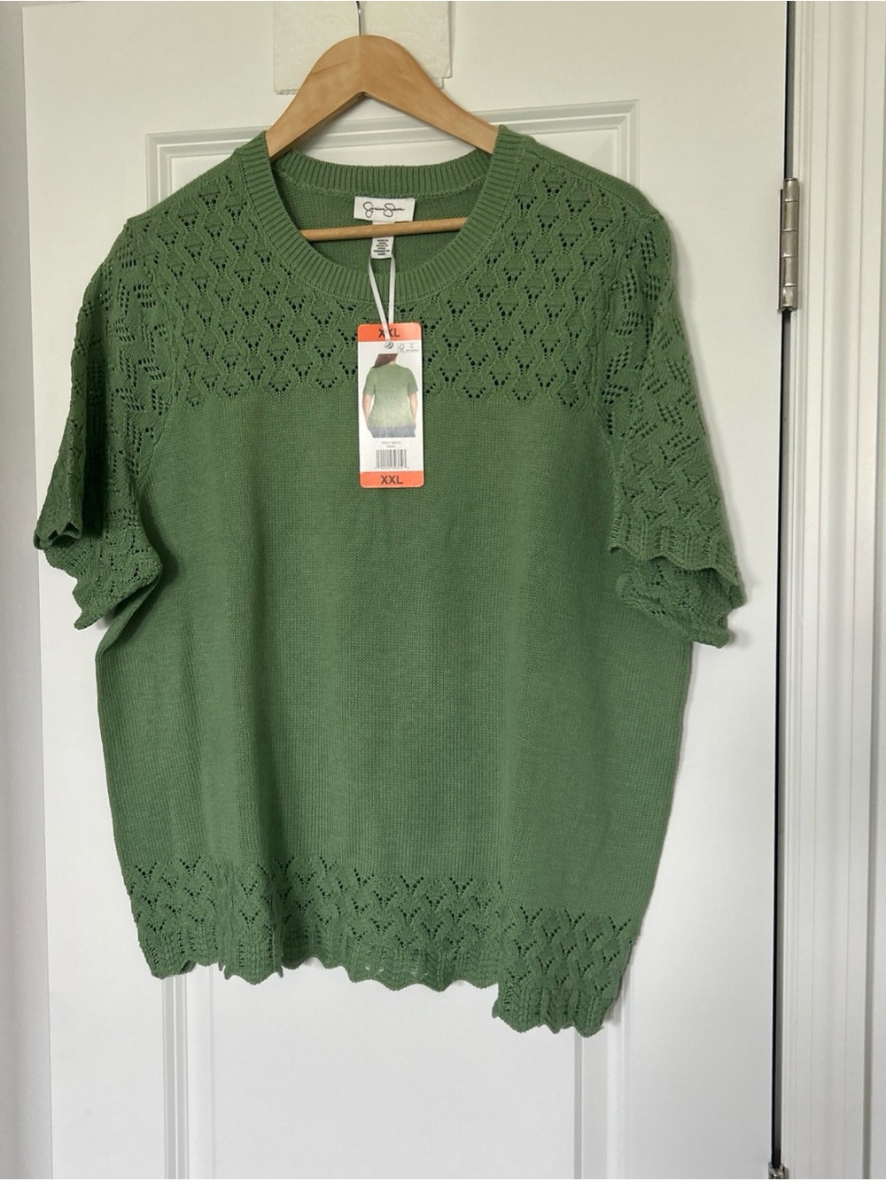 Jessica Simpson Womens Sweater Green Short Sleeve Crewneck, XXL NWT